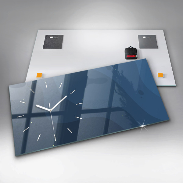 Glass wall clock rectangular Blue waves