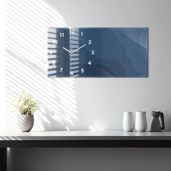 Glass wall clock rectangular Blue waves