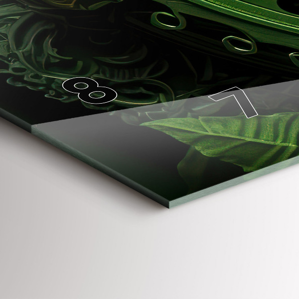 Glass wall clock rectangular Green mechanism