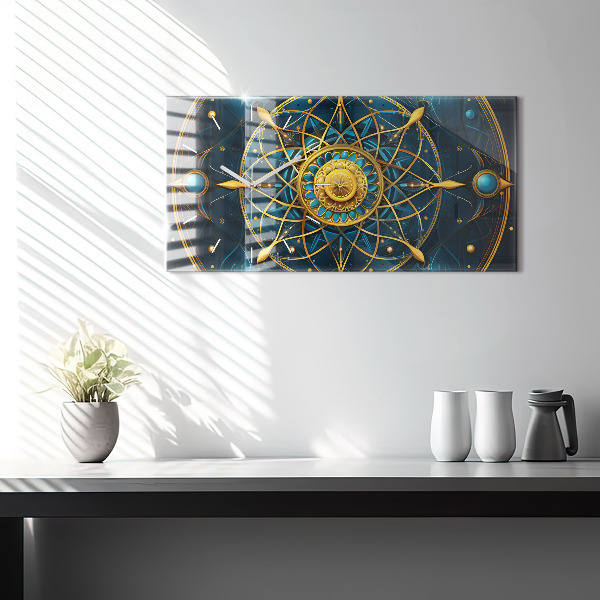 Glass wall clock rectangular Horoscope clock