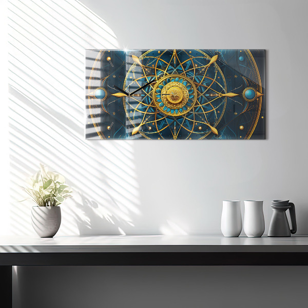 Glass wall clock rectangular Horoscope clock