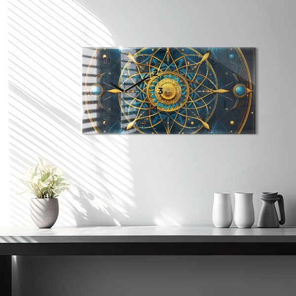 Glass wall clock rectangular Horoscope clock