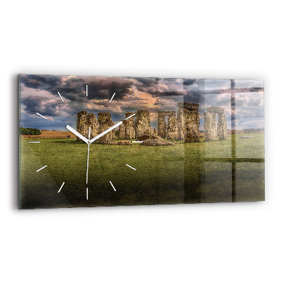 Glass wall clock rectangular Stonehenge Nimbostratus
