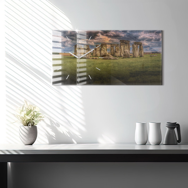 Glass wall clock rectangular Stonehenge Nimbostratus
