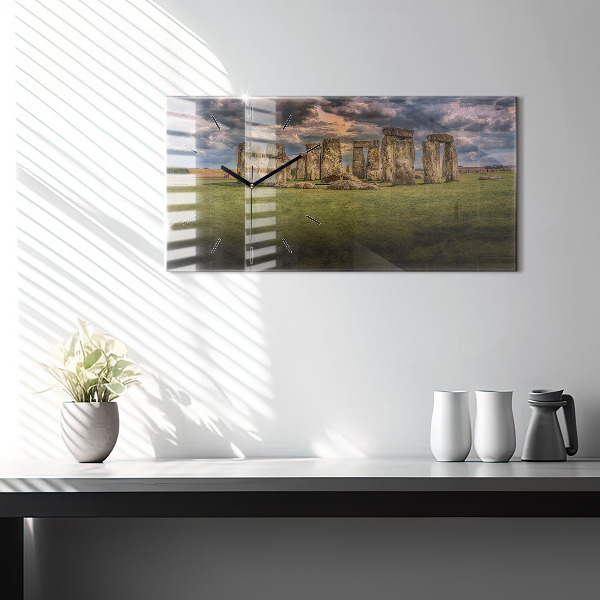 Glass wall clock rectangular Stonehenge Nimbostratus