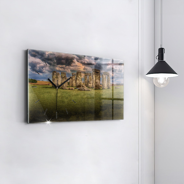 Glass wall clock rectangular Stonehenge Nimbostratus