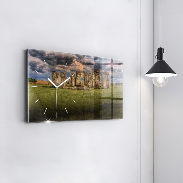 Glass wall clock rectangular Stonehenge Nimbostratus