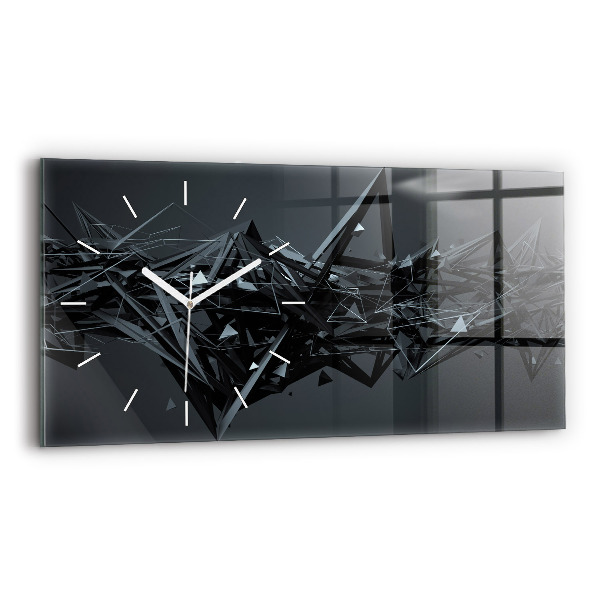 Glass wall clock rectangular Black abstraction