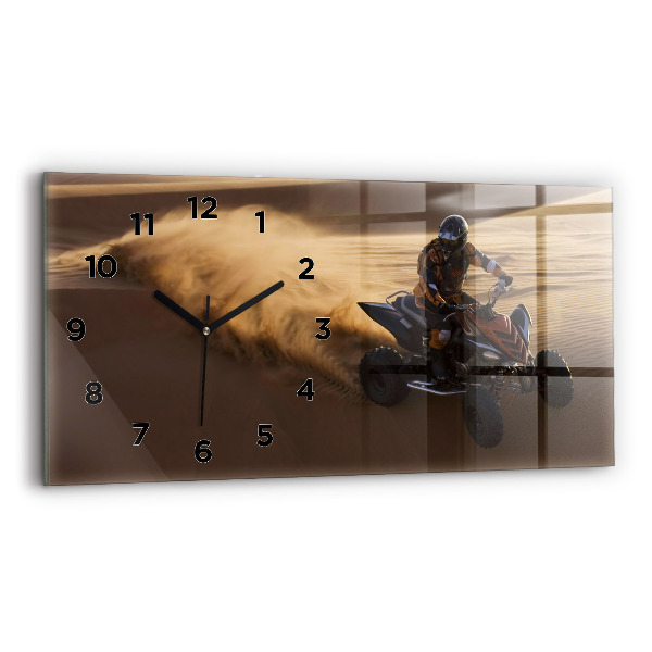 Glass wall clock rectangular Quad in the desert