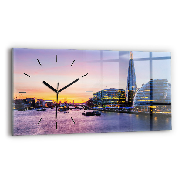 Glass wall clock rectangular View of London