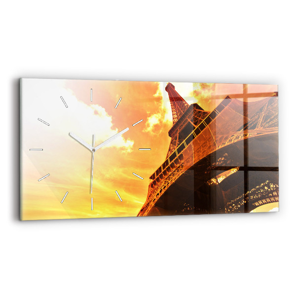 Glass wall clock rectangular The Eiffel Tower in Paris