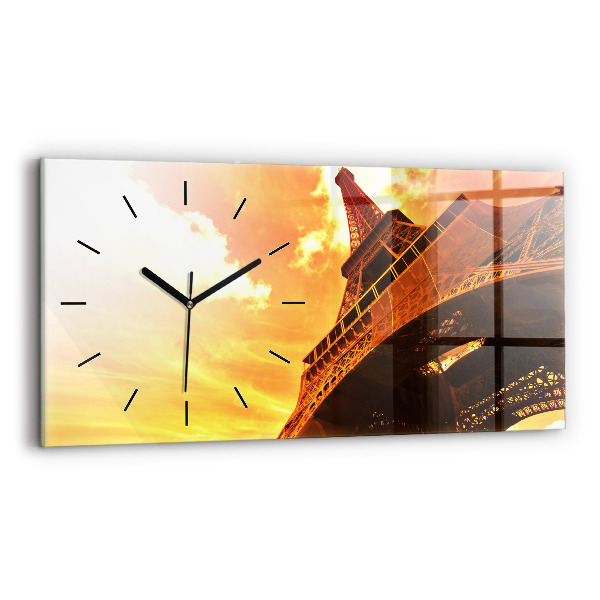 Glass wall clock rectangular The Eiffel Tower in Paris