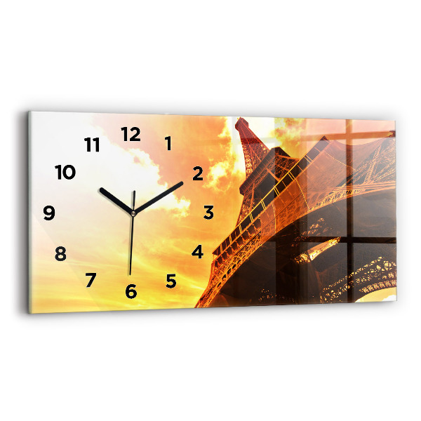 Glass wall clock rectangular The Eiffel Tower in Paris