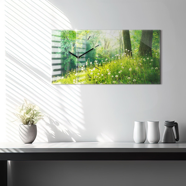 Glass wall clock rectangular Spring nature