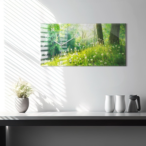 Glass wall clock rectangular Spring nature