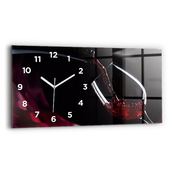 Glass wall clock rectangular Wine