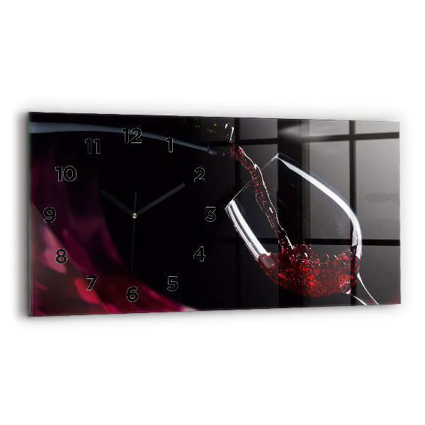Glass wall clock rectangular Wine