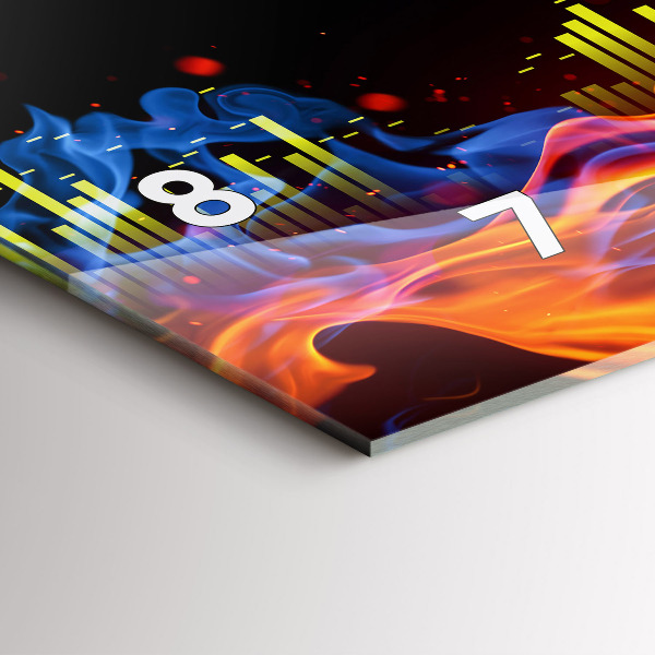 Glass wall clock rectangular Headphones and sound waves