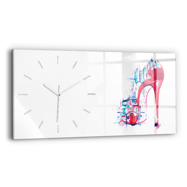 Glass wall clock rectangular Red heel