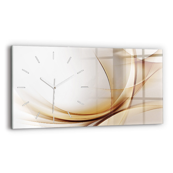Glass wall clock rectangular Golden abstraction