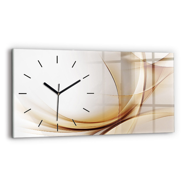 Glass wall clock rectangular Golden abstraction
