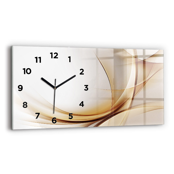 Glass wall clock rectangular Golden abstraction