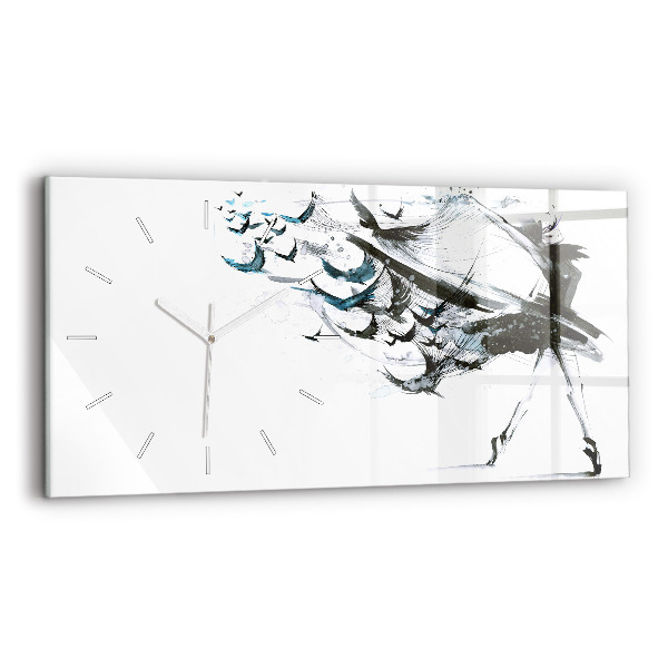 Glass wall clock rectangular Woman dancing ballet
