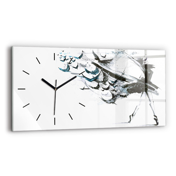 Glass wall clock rectangular Woman dancing ballet