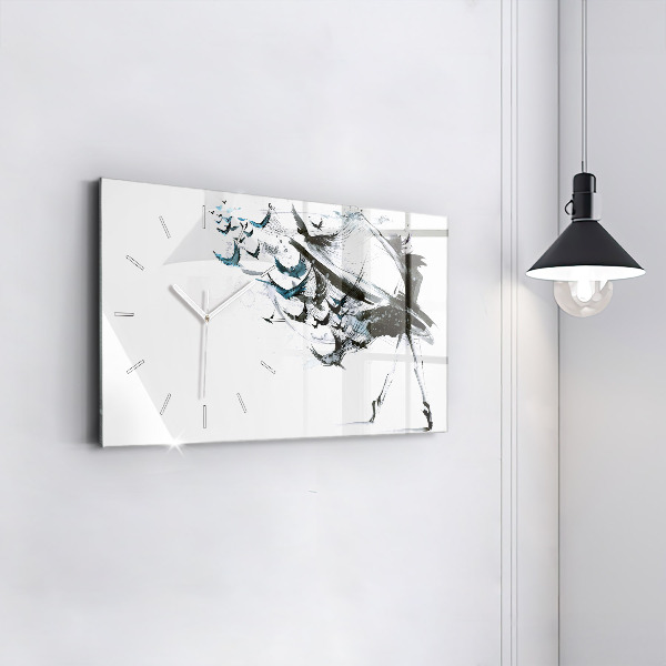 Glass wall clock rectangular Woman dancing ballet