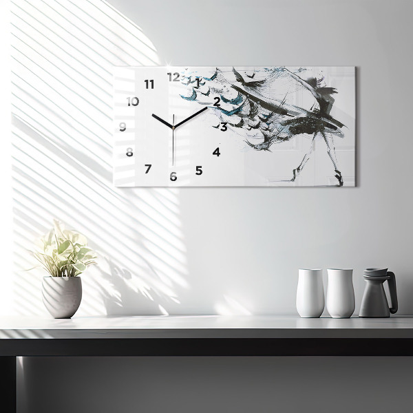 Glass wall clock rectangular Woman dancing ballet