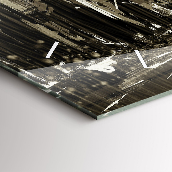 Glass wall clock rectangular Woman on a rainy night