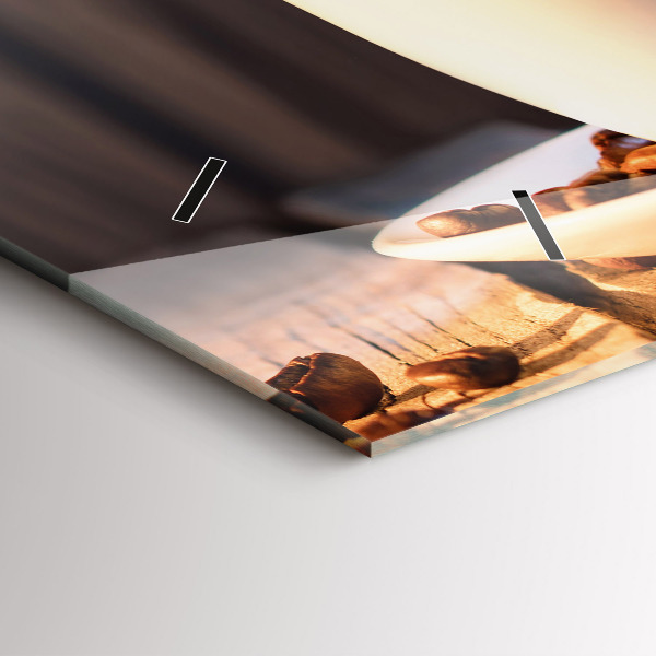 Glass wall clock rectangular A cup of coffee