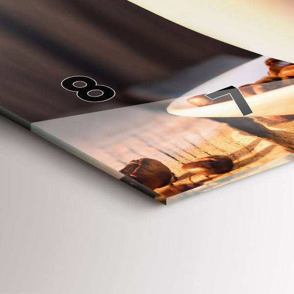 Glass wall clock rectangular A cup of coffee