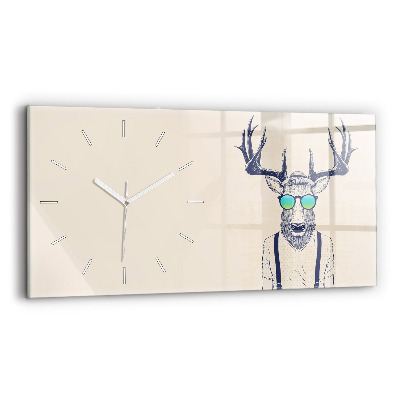 Glass wall clock rectangular Abstract deer