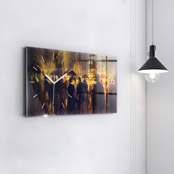Glass wall clock rectangular Impressionism in art Market Square
