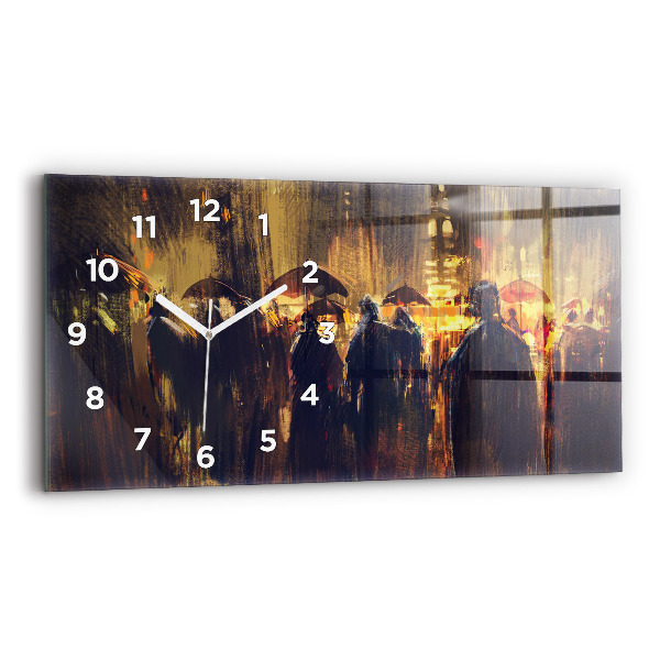 Glass wall clock rectangular Impressionism in art Market Square