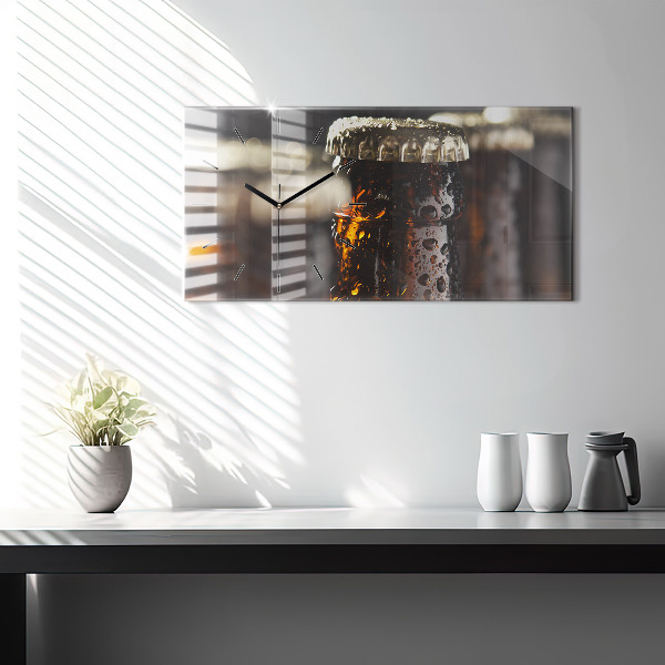 Glass wall clock rectangular Glass bottles