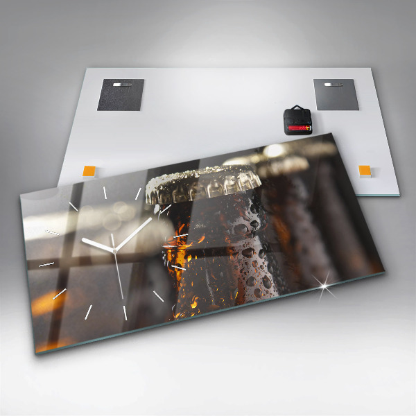 Glass wall clock rectangular Glass bottles