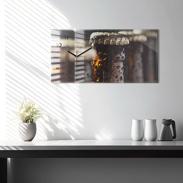 Glass wall clock rectangular Glass bottles