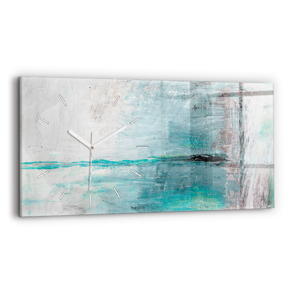 Glass wall clock rectangular Oil texture abstract