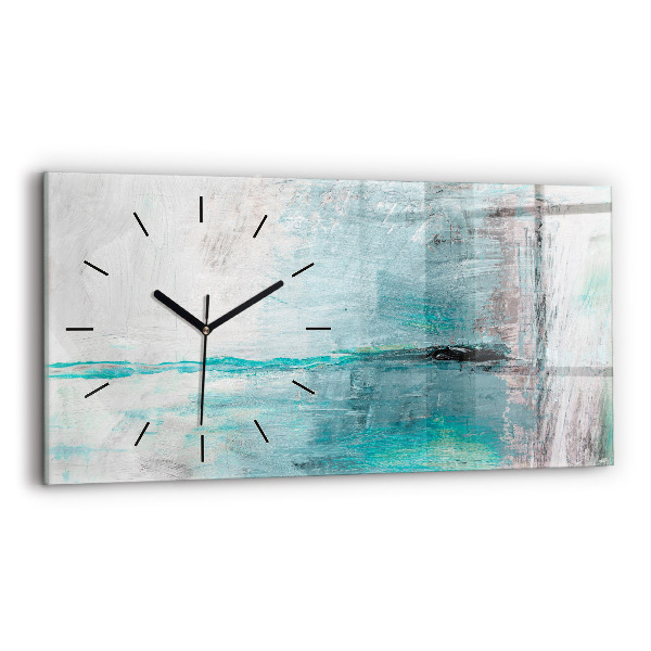 Glass wall clock rectangular Oil texture abstract