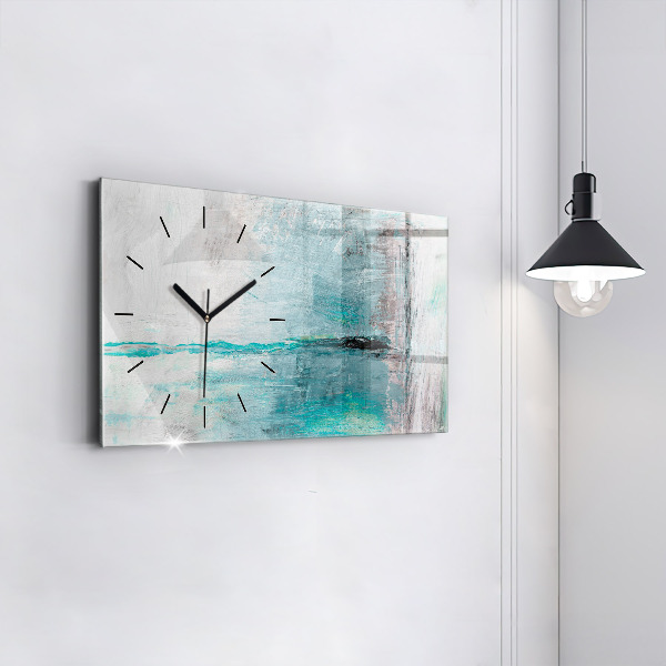 Glass wall clock rectangular Oil texture abstract