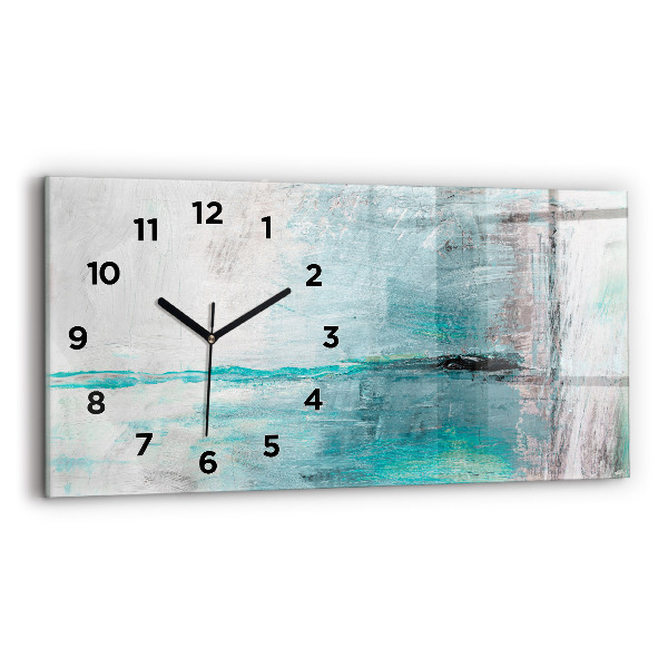 Glass wall clock rectangular Oil texture abstract