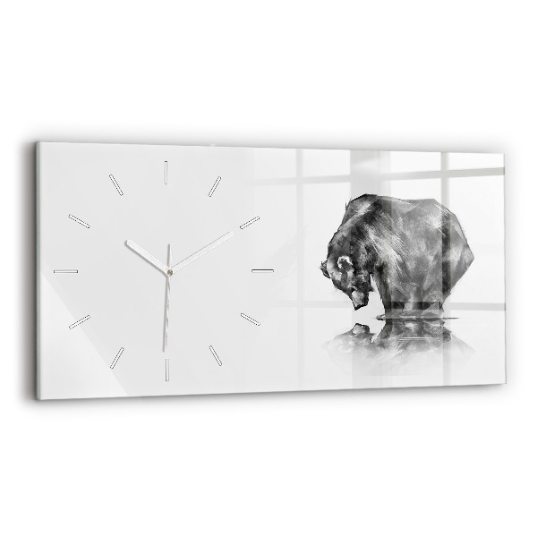 Glass wall clock rectangular Cartoon bear