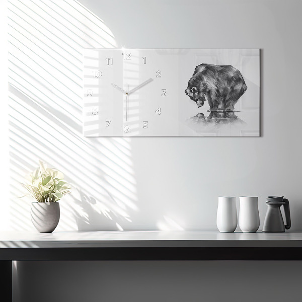 Glass wall clock rectangular Cartoon bear