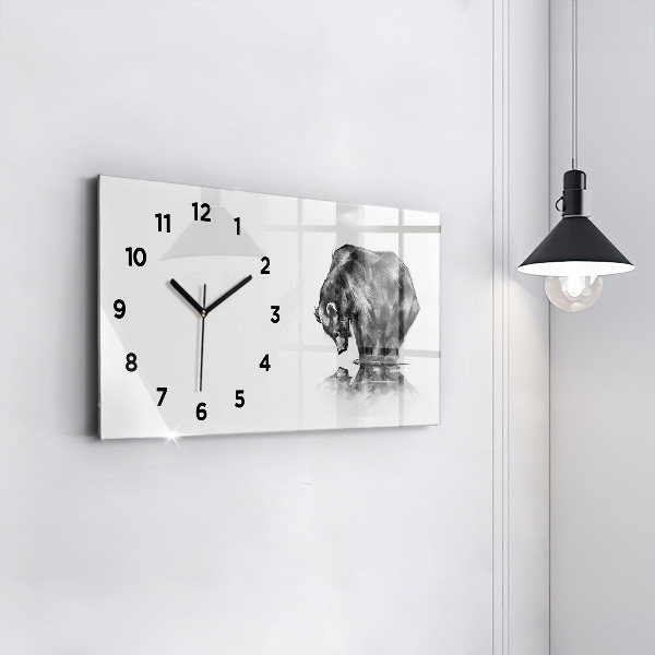Glass wall clock rectangular Cartoon bear