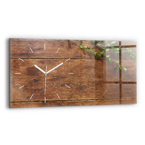 Glass wall clock rectangular Rustic Wood