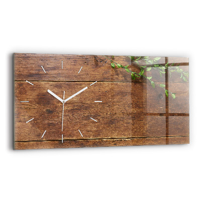 Glass wall clock rectangular Rustic Wood