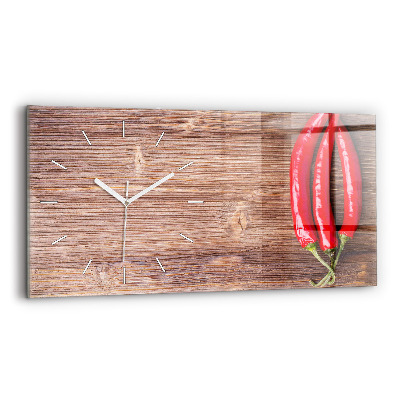 Glass wall clock rectangular Peppers