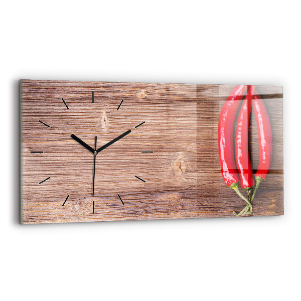 Glass wall clock rectangular Peppers